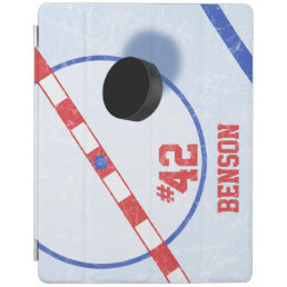 Personalized Hockey Players Center Ice &amp; Puck iPad Smart Cover