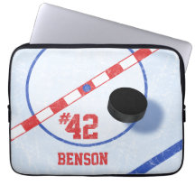 Personalized Hockey Players Center Ice & Puck