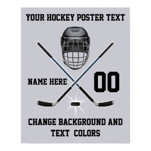 Personalized Hockey Posters, Your Text and Colors Poster