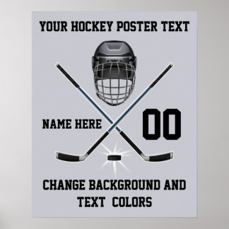 Personalized Hockey Posters, Your Text and Colors Poster