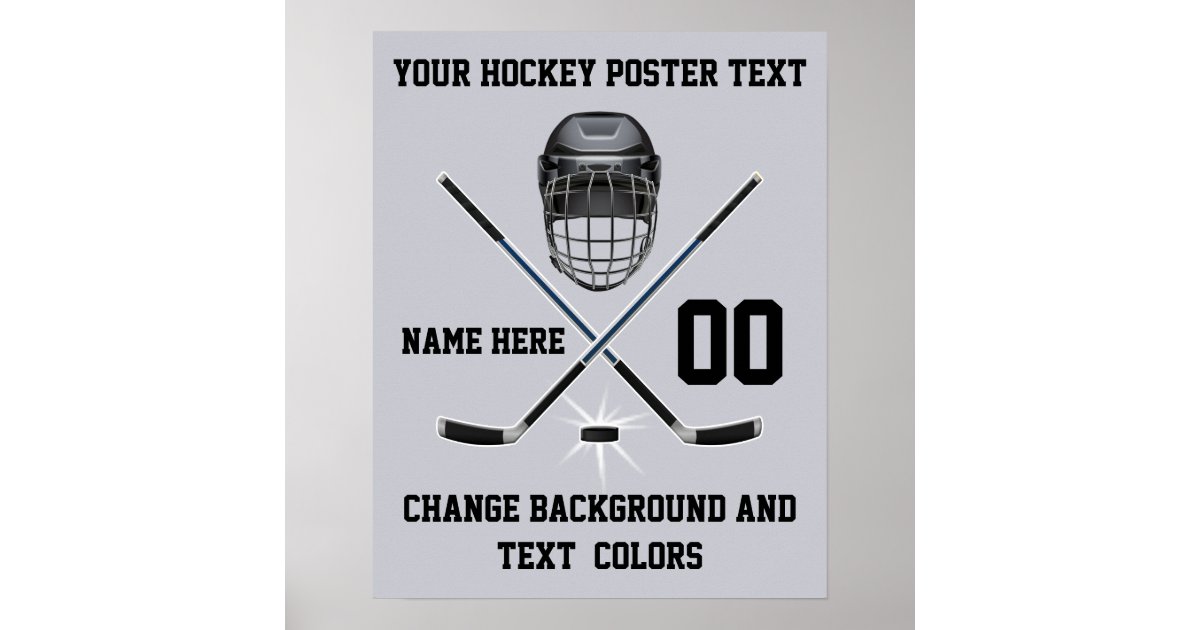 Hockey Blue and Red Personalized Selfie Frame Poster