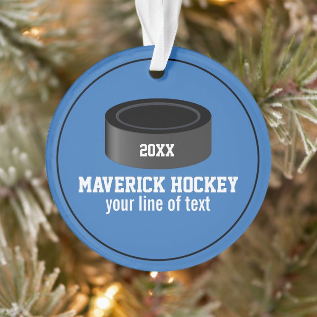Personalized Hockey Puck Player Team Name Ornament (Tree)