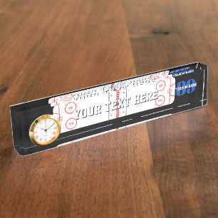 Personalized Hockey Rink Diagram Design on a Name Plate