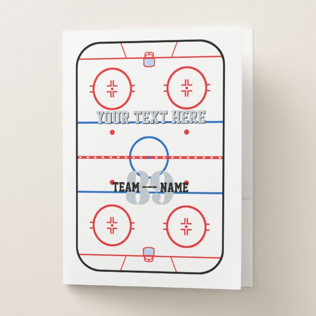 Personalized Hockey Rink Diagram Design on a Pocket Folder (Front)