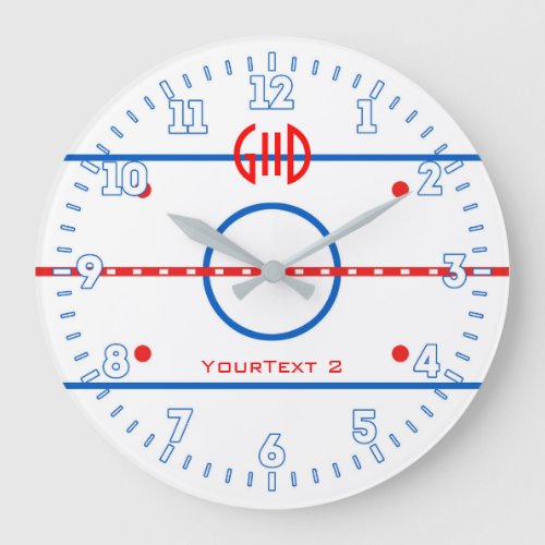 Personalized Hockey Rink Diagram on a Large Clock