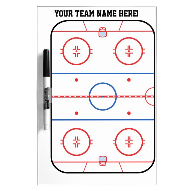 Personalized Hockey Rink Game Planner Dry-Erase Board (Front)