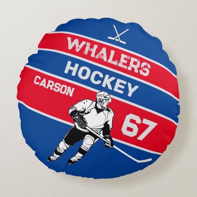 Personalized Hockey Round Pillow (Front)
