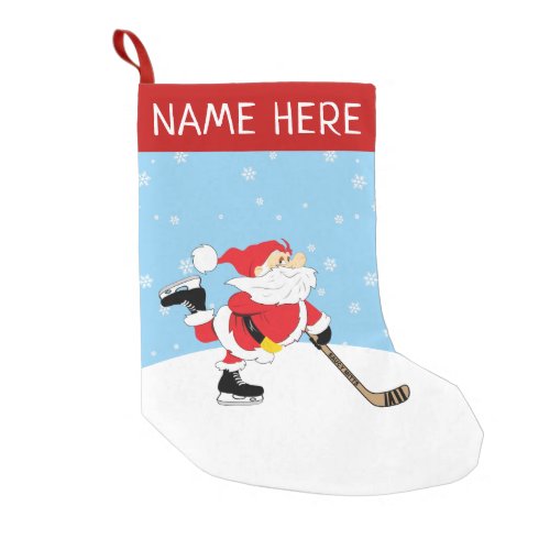 Personalized Hockey Santa Small Christmas Stocking
