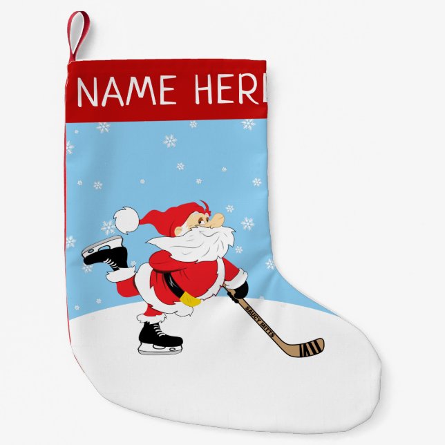 Personalized Hockey Santa Small Christmas Stocking (Front)