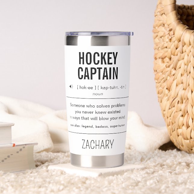 Personalized Hockey Team Captain Funny Insulated Tumbler (Living Room)