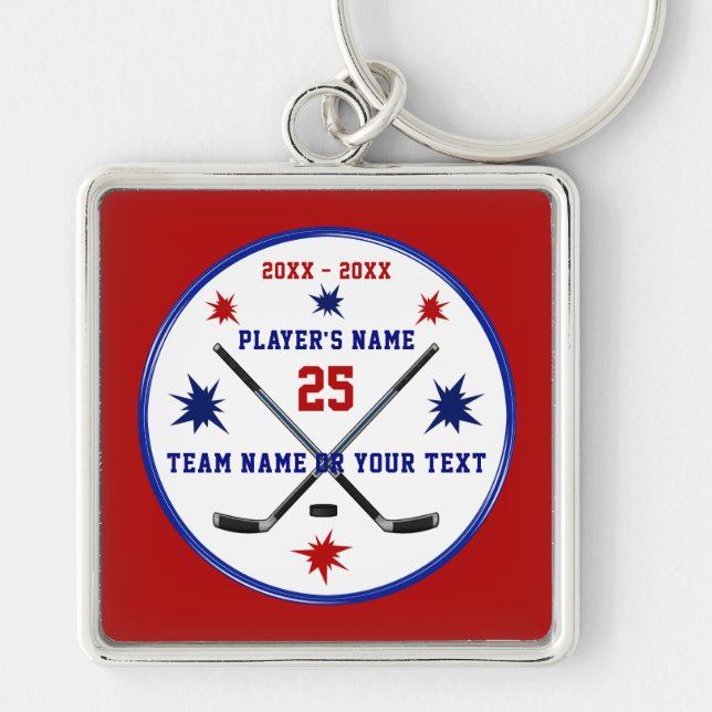 Personalized Hockey Team Gifts or Senior Hockey Keychain (Front)