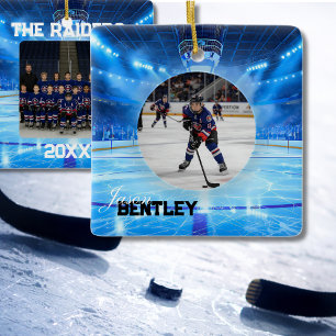 Personalized Hockey Team Photo Ceramic Ornament
