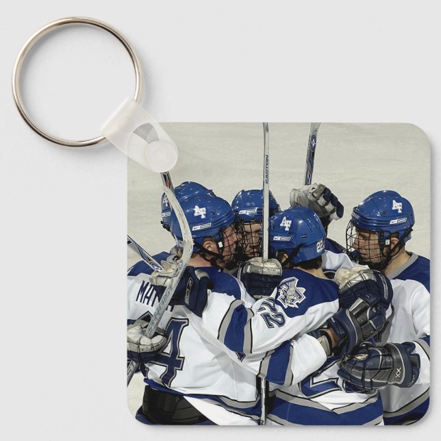 Personalized Hockey Team Photo Keychain (Front)