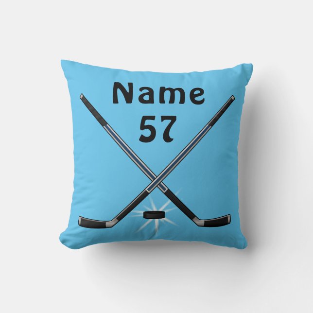 Personalized Hockey Throw Pillow in Any COLORS (Front)