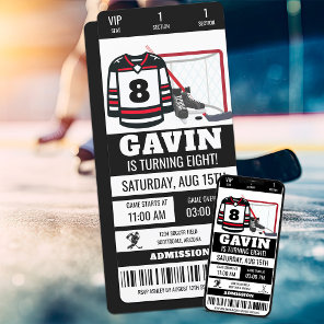 Personalized Hockey Ticket Birthday Party Invitation
