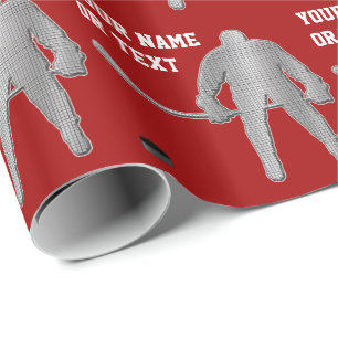 Personalized Hockey Wrapping Paper, COLORS, TEXT Paper