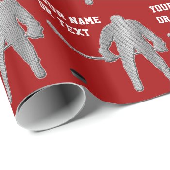 Personalized Hockey Wrapping Paper  Colors  Text Wrapping Paper by LittleLindaPinda at Zazzle