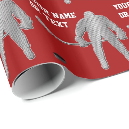 Personalized Hockey Wrapping Paper COLORS TEXT Wrapping Paper