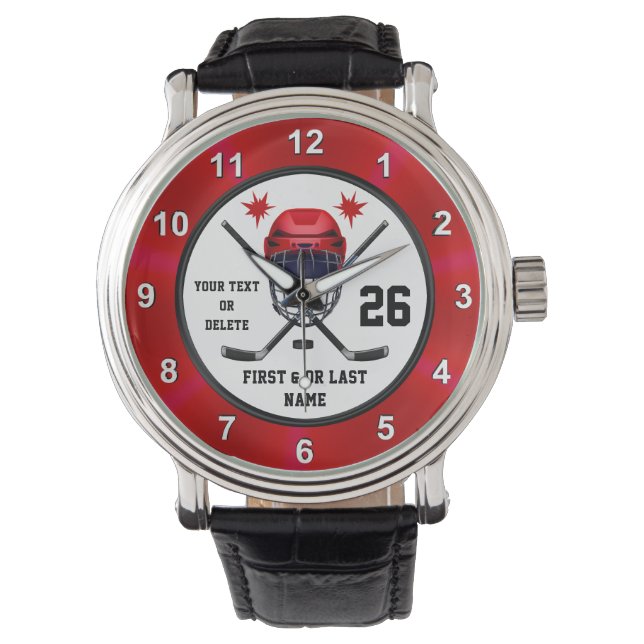 Personalized, Hockey Wrist Watch, Hockey Watch (Front)
