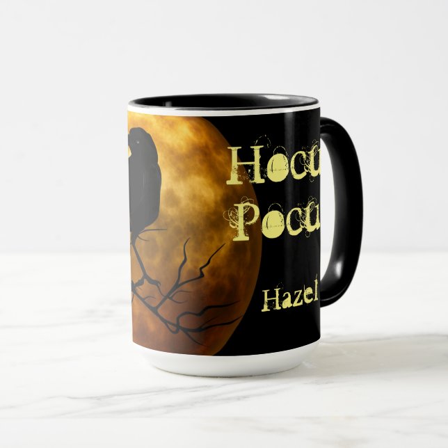 Personalized Hocus Pocus Raven Moon Halloween Mug (Front Right)