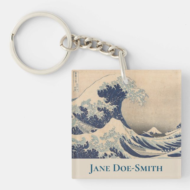 Personalized Hokusai Acrylic Keychain (Front)