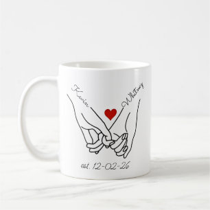 Personalized Holding Hands Couple Names & date Coffee Mug