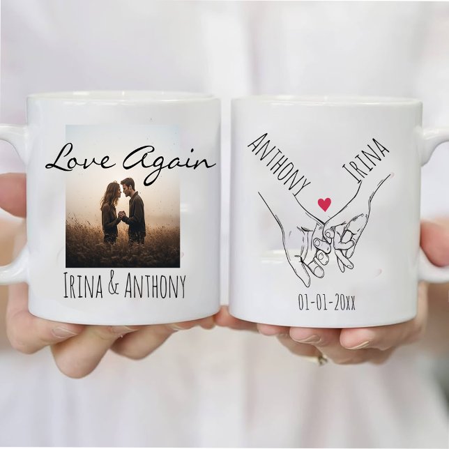 Personalized Holding Hands Couple Names & Date  Mug (Creator Uploaded)