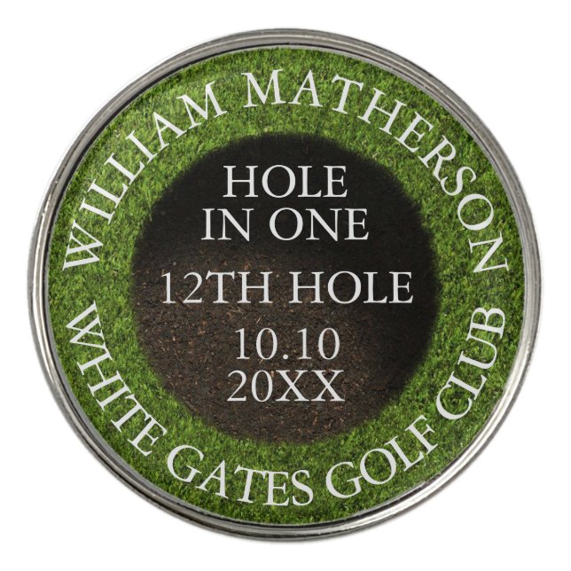 Personalized Hole in One Award Golf Ball Marker (Front)