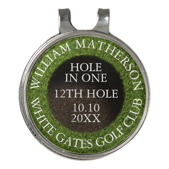 Personalized Hole in One Award Golf Hat Clip (Front)