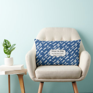 Personalized Hole In One Blue Golf Patten Lumbar Pillow