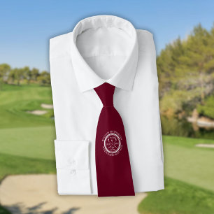 Personalized Hole in One Burgundy Red Golf Neck Tie