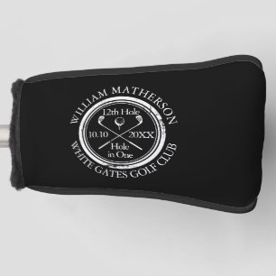 Personalized Hole in One Classic Black And White Golf Head Cover