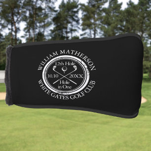 Personalized Hole in One Classic Black And White Golf Head Cover