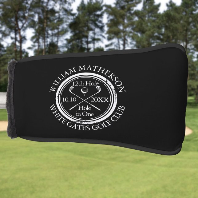 Personalized Hole in One Classic Black And White Golf Head Cover (Personalized Hole in One Classic Black And White Golf Head Cover
)