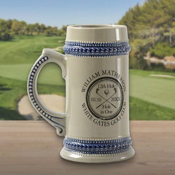 Personalized Hole In One Classic Golf Beer Stein by thisisnotmedesigns at Zazzle