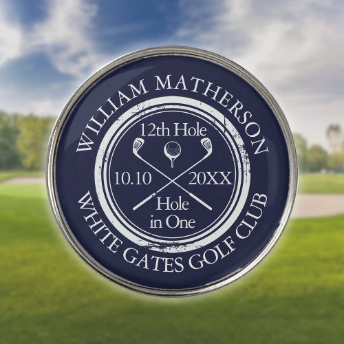 Personalized Hole in One Classic Navy Blue Golf Ball Marker