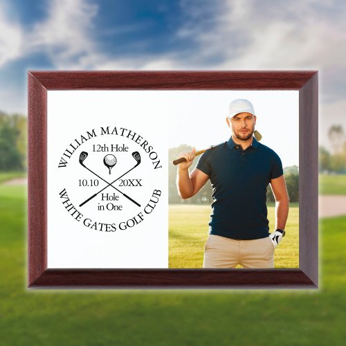 Personalized Hole in One Classic Photo Golfer Golf Award Plaque