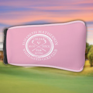Personalized Hole in One Feminine Pink Golf Head Cover