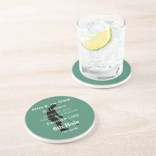 Personalized Hole In One Man Cave GOLFER'S Lodge Drink Coaster