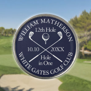 Personalized Hole in One Navy Blue Golf Ball Marker