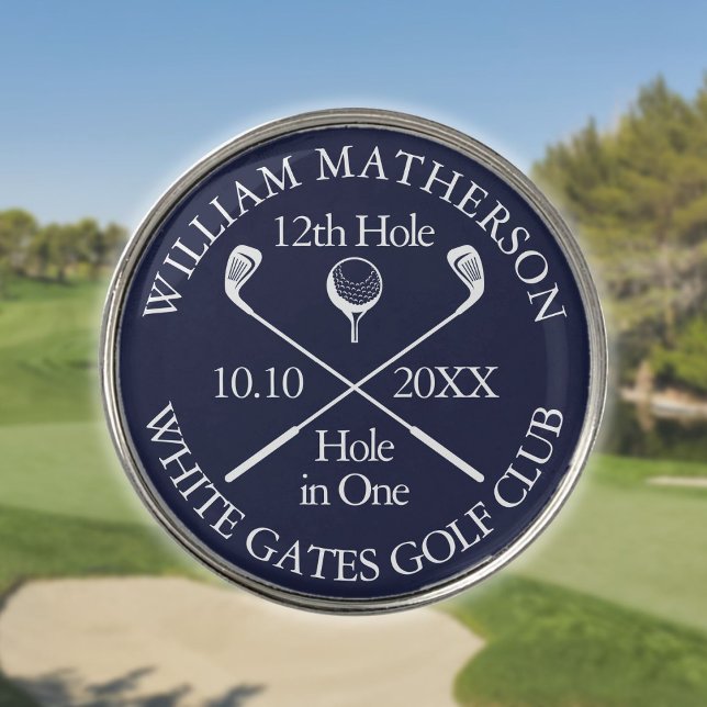 Personalized Hole in One Navy Blue Golf Ball Marker (Personalized Hole in One Navy Blue Golf Ball Marker)