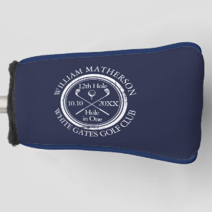 Personalized Hole in One Navy Blue Golf Head Cover