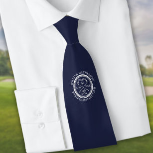 Personalized Hole in One Navy Blue Golf Neck Neck Tie