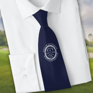 Personalized Hole in One Navy Blue Golf Neck Tie