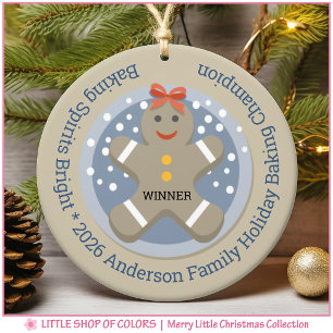 Personalized Holiday Baking Champion Gingerbread Ceramic Ornament