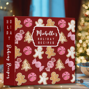 Personalized Holiday Baking Christmas Recipe 3 Ring Binder