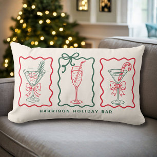 Personalized Holiday Bar Christmas Lumbar Pillow