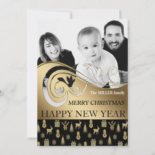 Personalized holiday card black and white photo