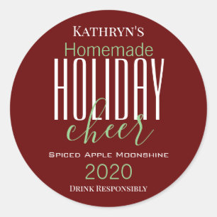 Personalized "Holiday Cheer" Alcohol/Food/Product Classic Round Sticker