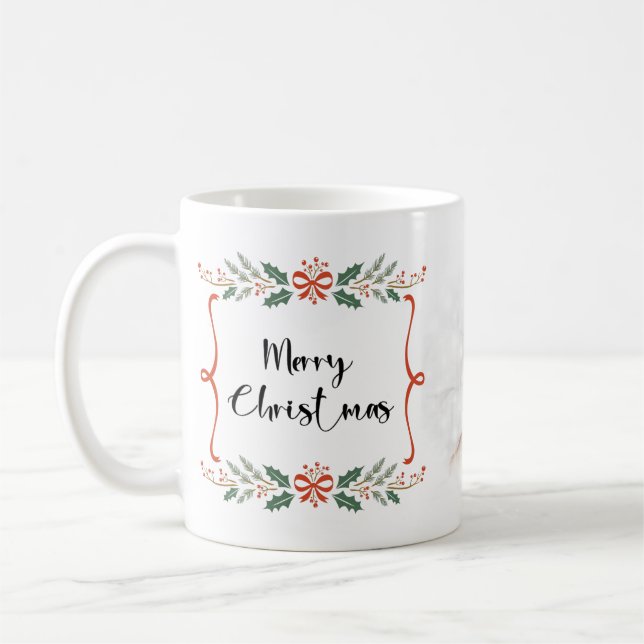 Personalized Holiday Christmas Family Photo Coffee Mug (Left)